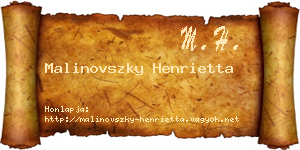 Malinovszky Henrietta névjegykártya